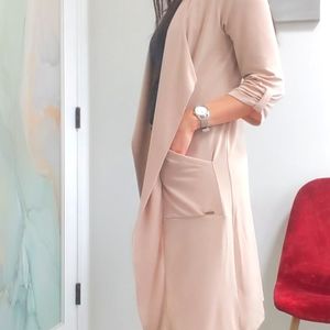Tahari Open Front Duster Cardigan Nude Size XS